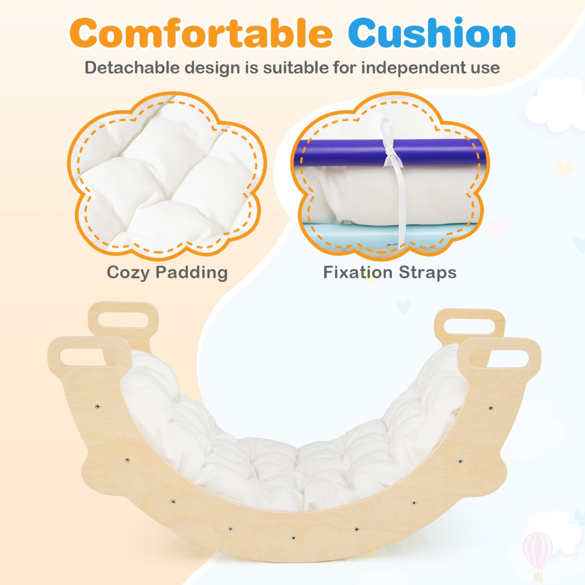 Livsk costway 3 in 1 montessori klimboog met kussens klimdriehoek om te schommelen en klimmen houten klimladder klimrek 4 1