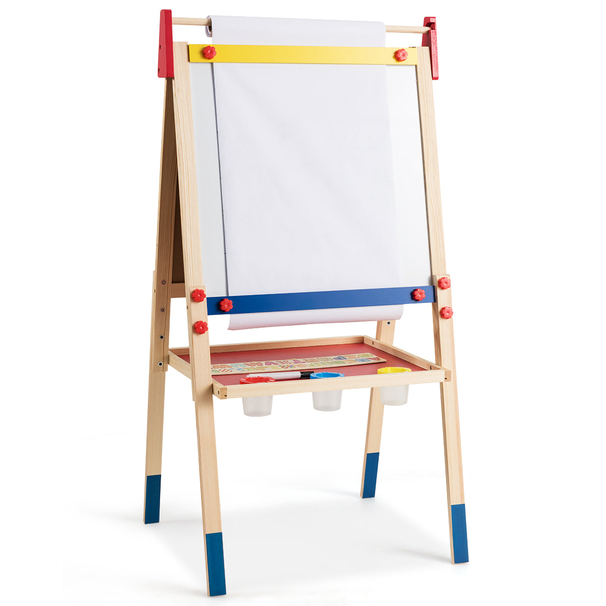 LIVSK 3-in-1 magnetische kinderplank - Dubbelzijdig Krijtbord en Whiteboard - Hoogte Verstelbaar - Inclusief Accessoires -