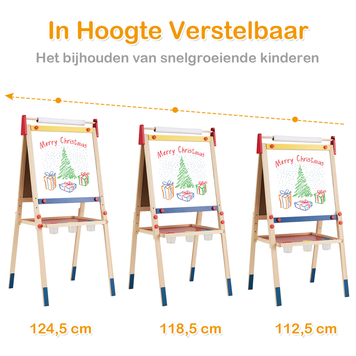 LIVSK 3-in-1 magnetische kinderplank - Dubbelzijdig Krijtbord en Whiteboard - Hoogte Verstelbaar - Inclusief Accessoires -