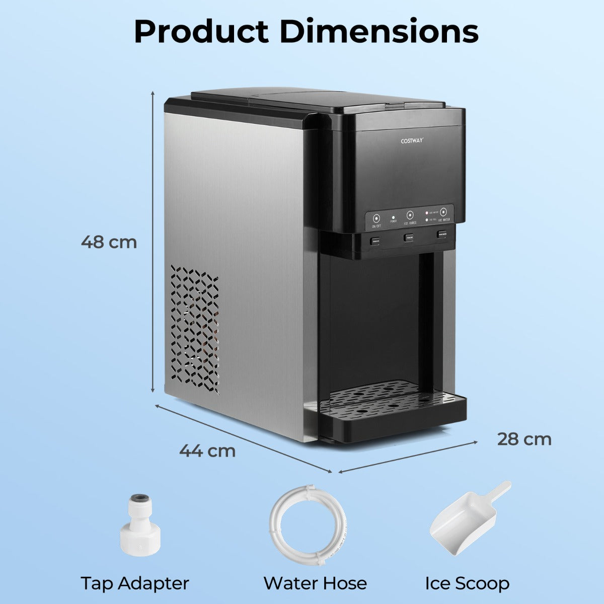 Livsk costway 3 in 1 waterdispenser met ijsblokjesmachine ijsblokjesmachine met gemalen ijs ijsmachine voor thuis keuken en kantoor 1 1