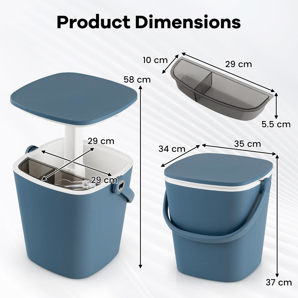 LIVSK 3-in-1 Koeltafel - Weerbestendig PP - Tot 15L - Inclusief Flesopener en Tang - Perfect voor Buiten - Blauw