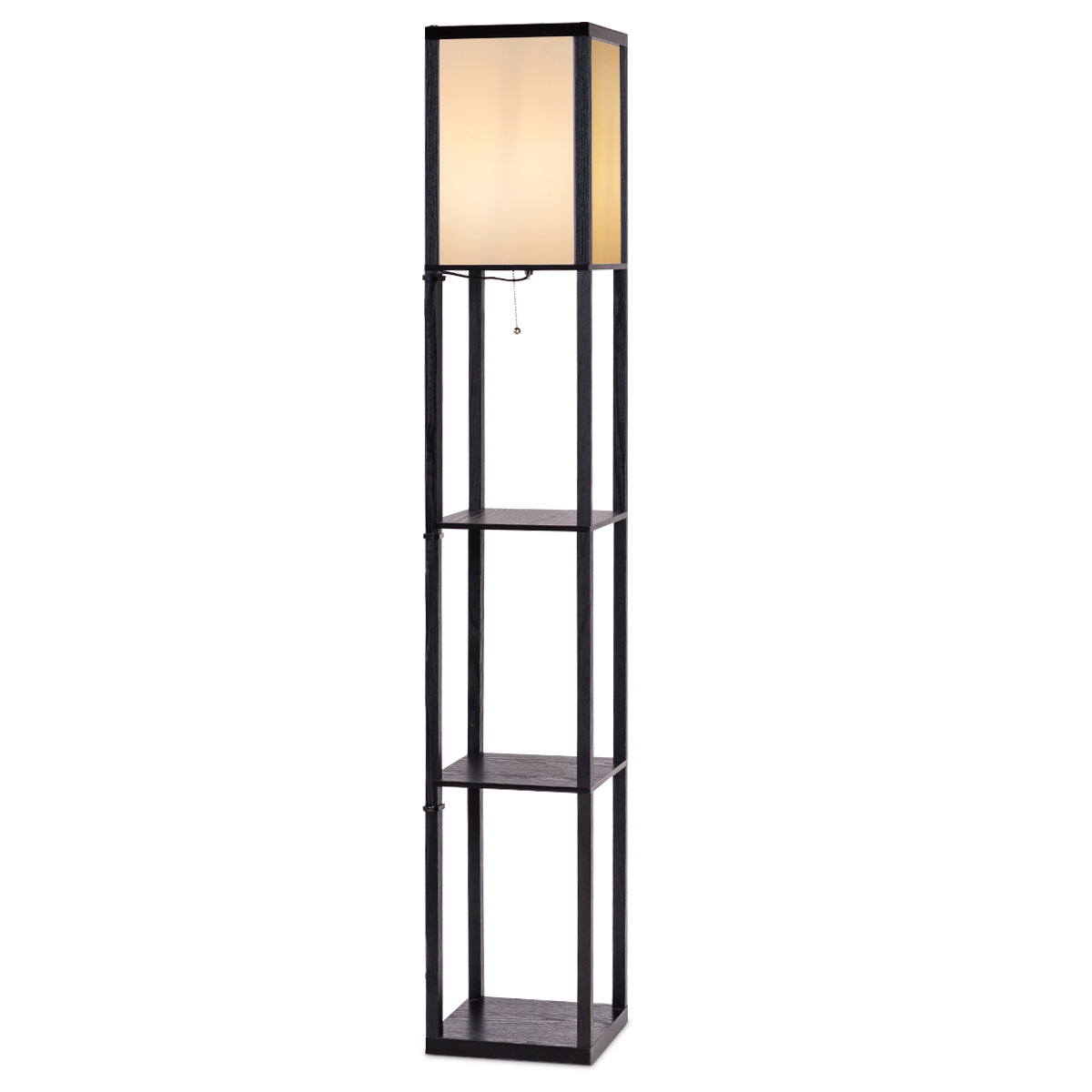LIVSK Plank Vloerlamp met 3-laags Plankontwerp - Zacht Licht - Stabiel Frame - Modern Design - 26 x 26 x 160 cm - Zwart