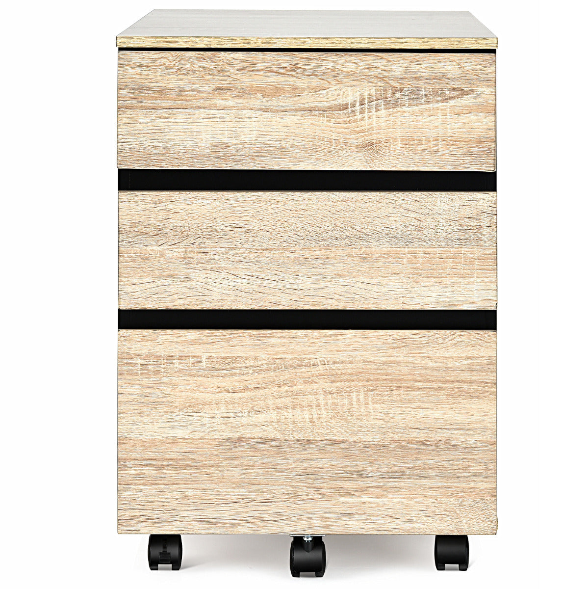 LIVSK Mobiele Archiefkast met 3 Laden - Duurzaam Hout - 5 Zwenkwielen - Vergrendelbare Voorwielen - Ideaal voor Kantoor - Wit