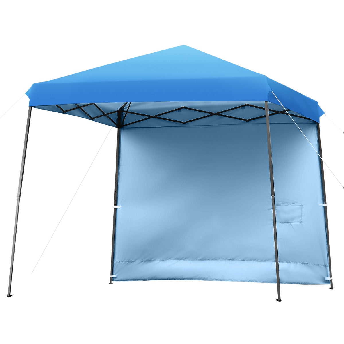 LIVSK Opvouwbare Luifeltent met Zijwand - Schuin Ontwerp - Stevig Stalen Frame - Verstelbare Hoogtes - Pop-up Montage - Blauw
