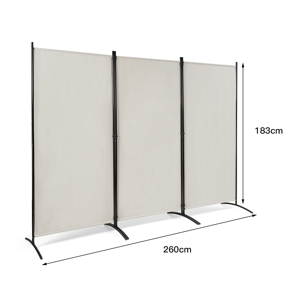 LIVSK Kamerscherm 3 Panelen - Hoogwaardig Polyesterweefsel - Stalen Frame - Opvouwbaar - Privacy en Decoratie - Gebroken wit