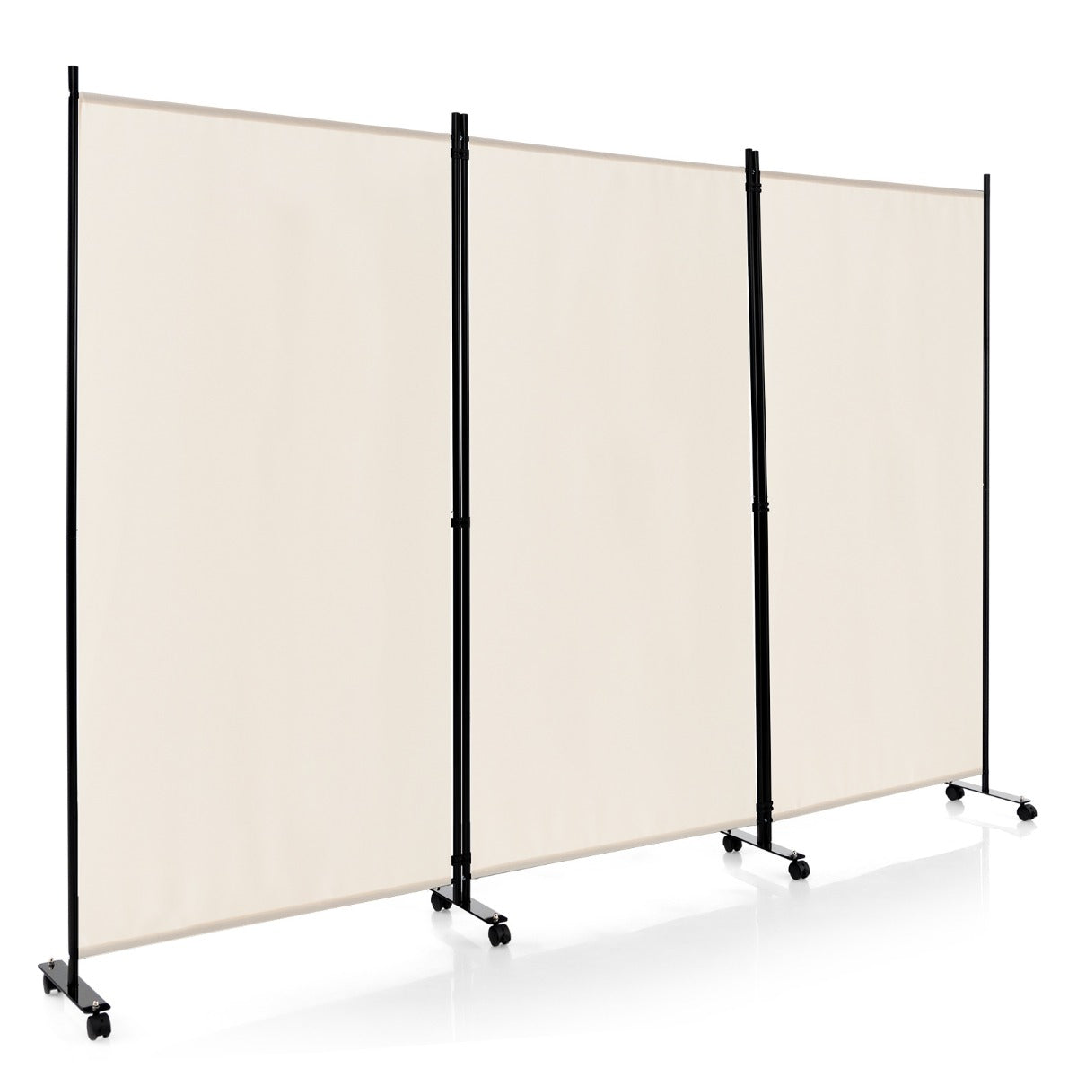 LIVSK Kamerscherm op Wielen - Vrijstaand - Hoogwaardig Polyester en Metaal - 262 x 180 cm - Ideaal voor Privacy - Gebroken Wit