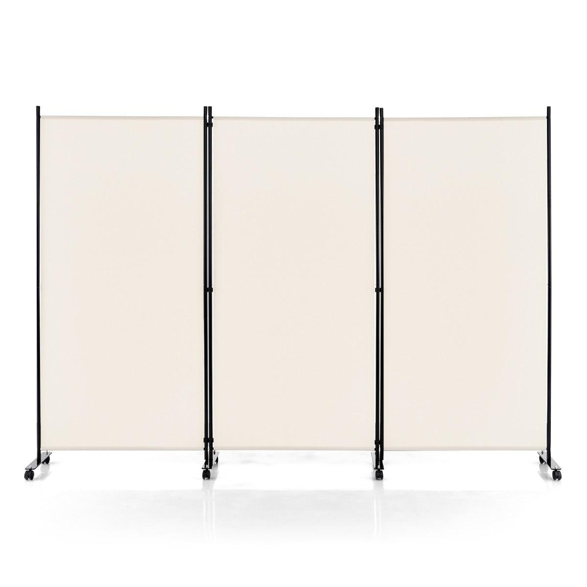 LIVSK Kamerscherm op Wielen - Vrijstaand - Hoogwaardig Polyester en Metaal - 262 x 180 cm - Ideaal voor Privacy - Gebroken Wit