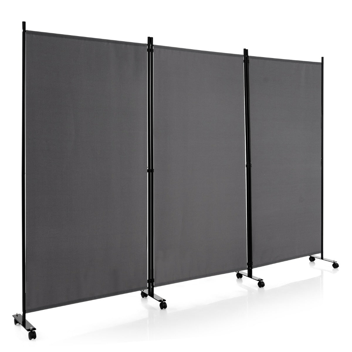 LIVSK Kamerscherm op Wielen - Draagbaar met 3 Panelen - Ademend Textielvezel - Voor Privacy en Ruimteverdeling - Grijs