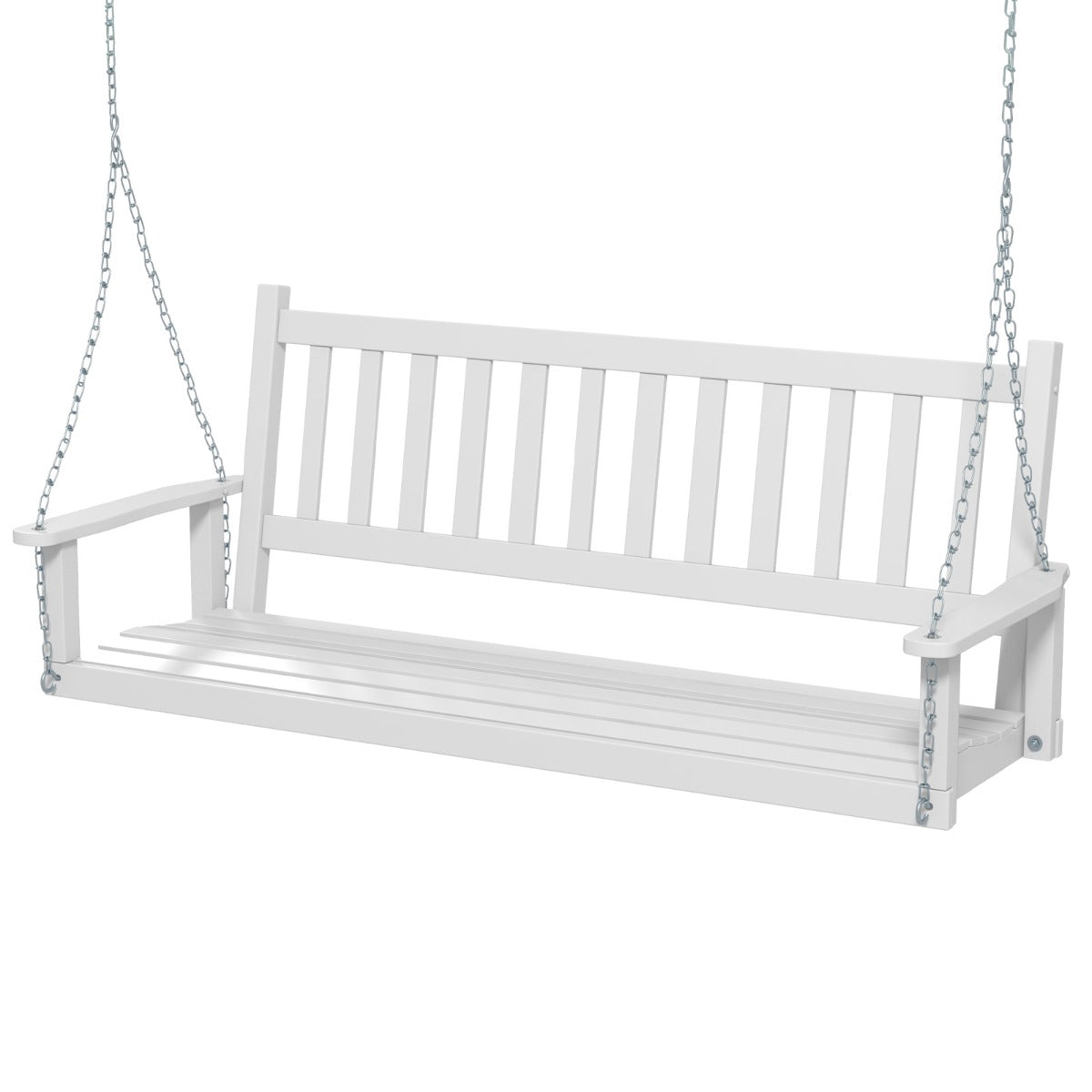 LIVSK Buitenschommelbank - Tot 360 kg - Ruimte voor 3 Personen - Verstelbare Kettingen - Comfortabel Design - Wit