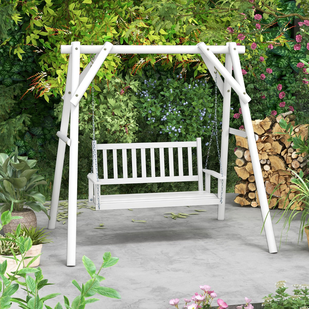 LIVSK Buitenschommelbank - Tot 360 kg - Ruimte voor 3 Personen - Verstelbare Kettingen - Comfortabel Design - Wit