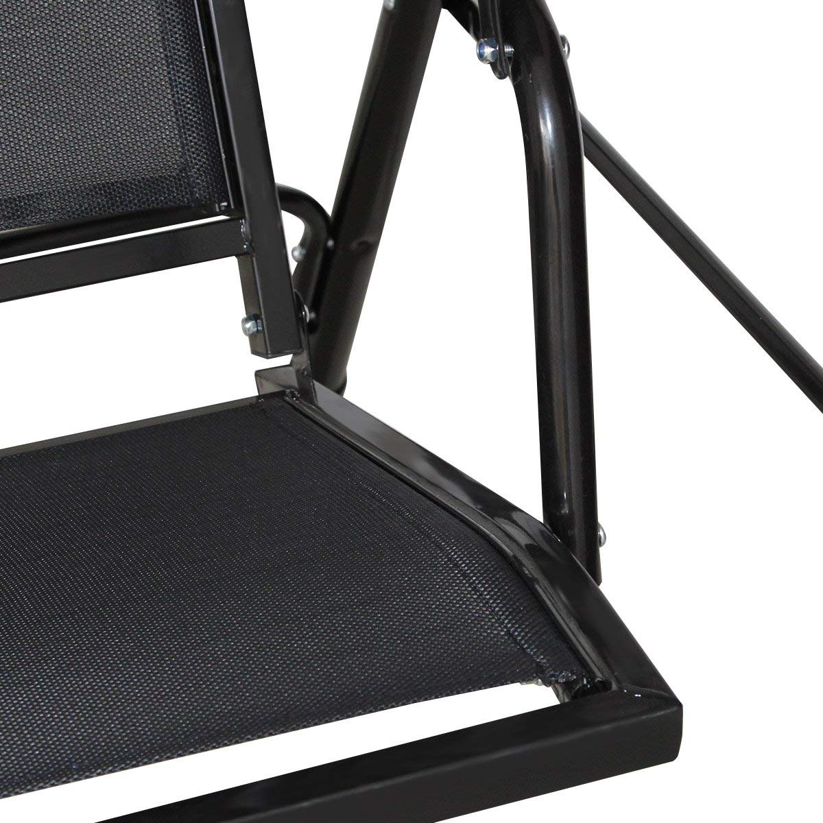 LIVSK 3-Persoons Parasol Schommel - Verstelbare Luifel - Stabiel Stalen Frame - Weerbestendig - Tot 210 kg - Zwart