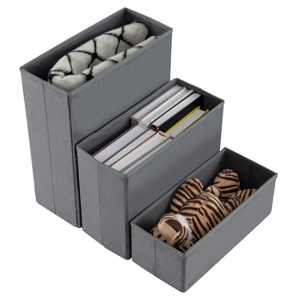 LIVSK 3-traps hondentrap - Opvouwbaar met verborgen opbergvakken - Anti-slip - Voor dieren tot 50 kg - Grijs