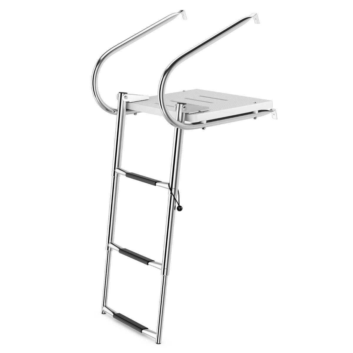 LIVSK Telescopische Bootladder - Opvouwbaar - Draagvermogen 227 kg - Antislip en Leuningen - Ideaal voor Jachten - Zilver
