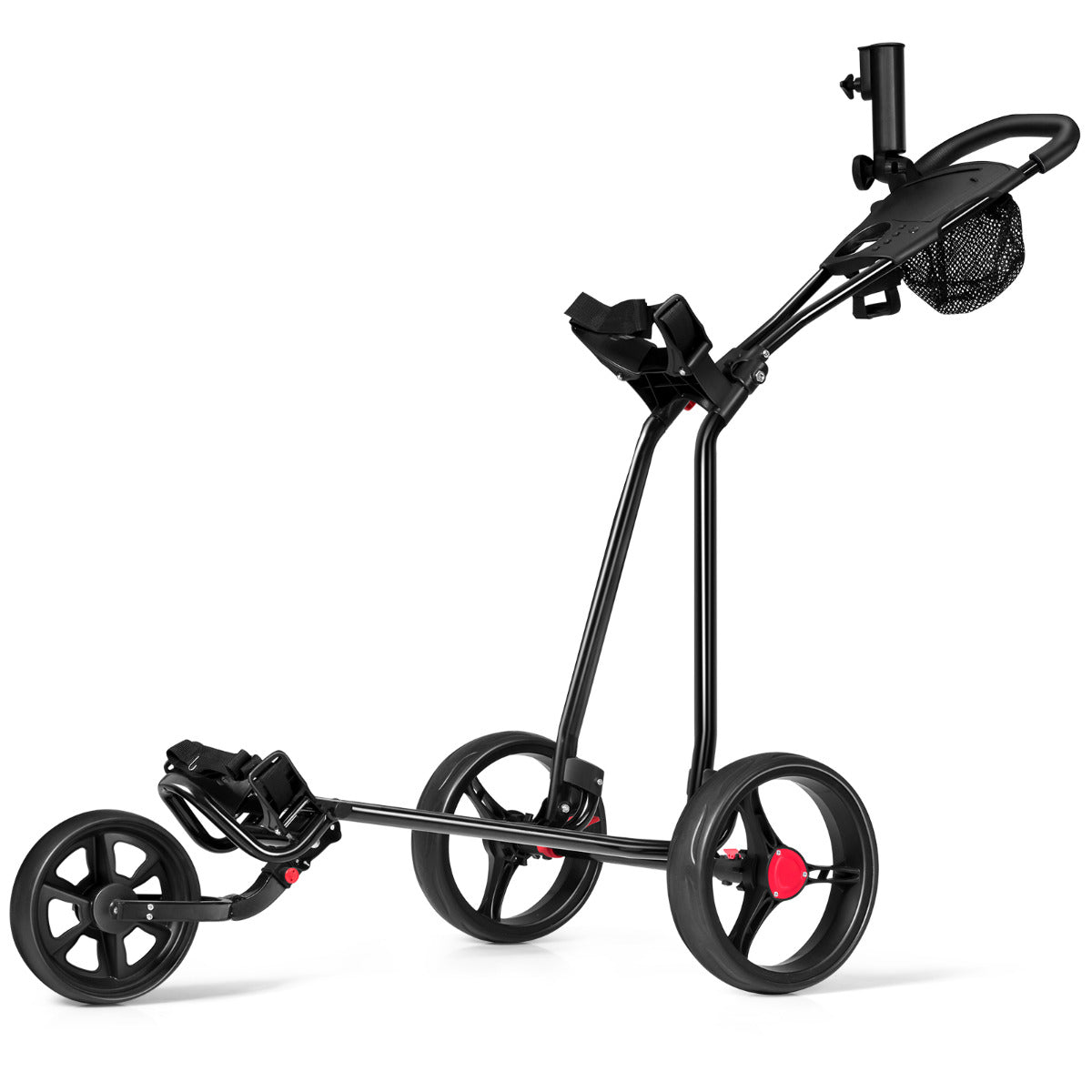 LIVSK Opvouwbare Golfkar - Lichtgewicht Metalen Structuur - Verstelbare Handgreep - Parapluhouder - 91,5 x 60 x 129,5 cm - Zwart