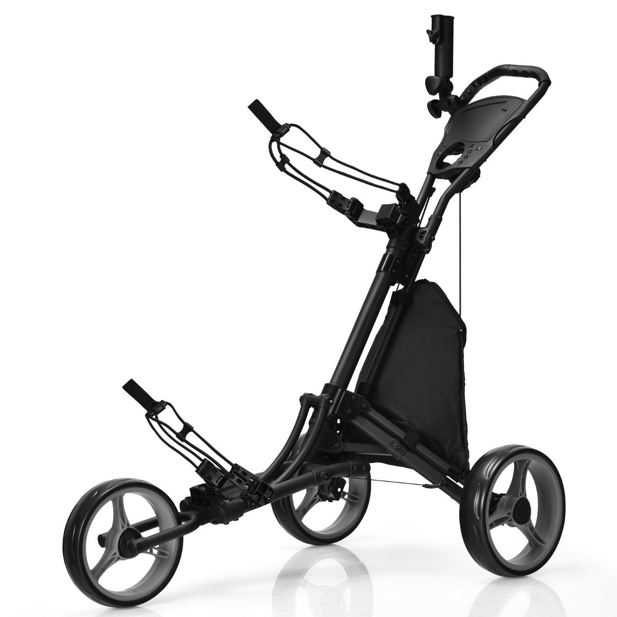 LIVSK Opvouwbare Golftrolley - Kogellager Wielen - Verstelbare Handgreep - Ruime Opbergruimte - Tot 14 kg - Grijs
