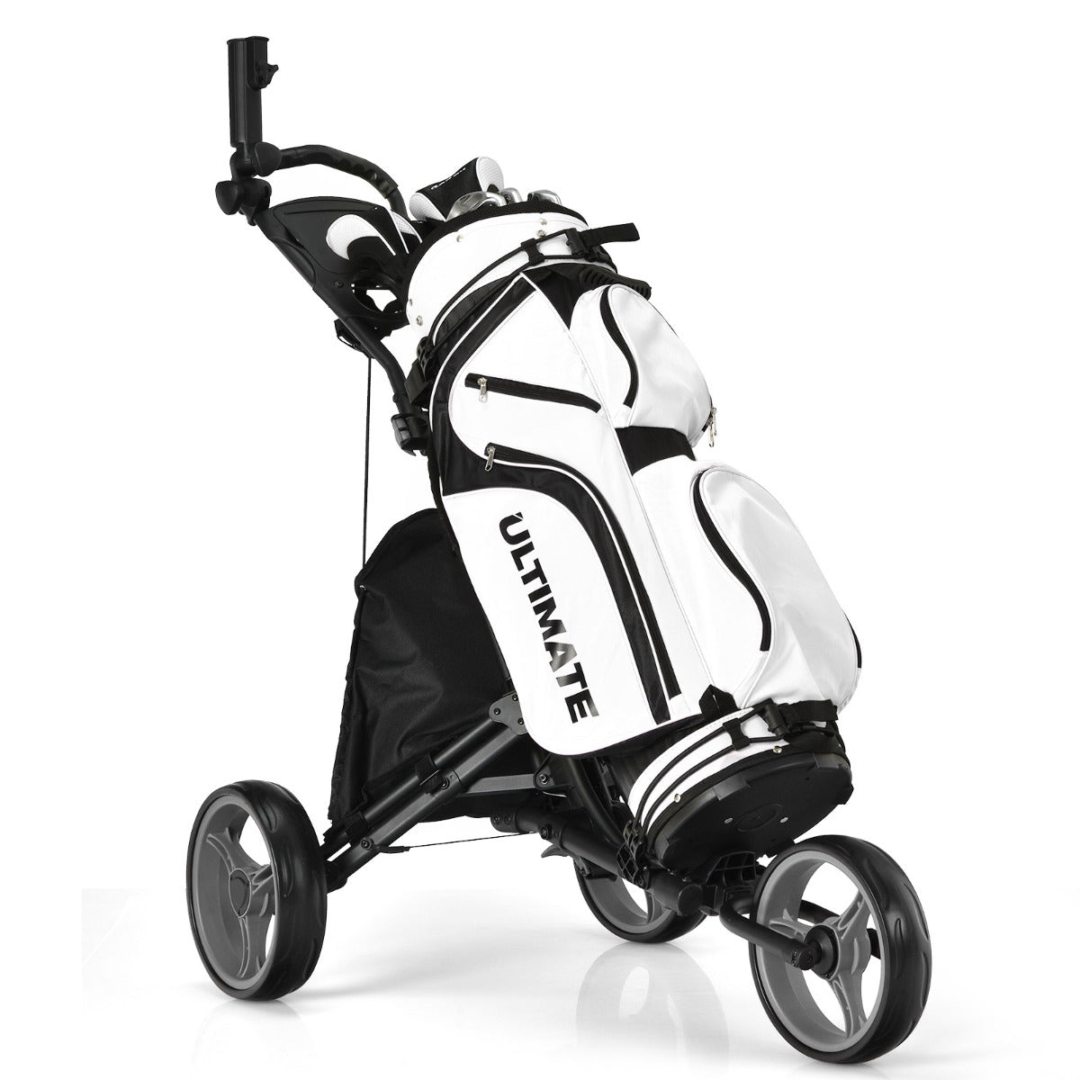 LIVSK Opvouwbare Golftrolley - Kogellager Wielen - Verstelbare Handgreep - Ruime Opbergruimte - Tot 14 kg - Grijs