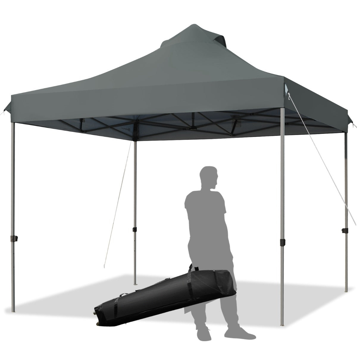 LIVSK Opvouwbare Partytent - Waterdicht en Zilvercoating - Verstelbaar tot 335 cm - 9 m² Schaduw - Voor 6-8 Personen - Grijs