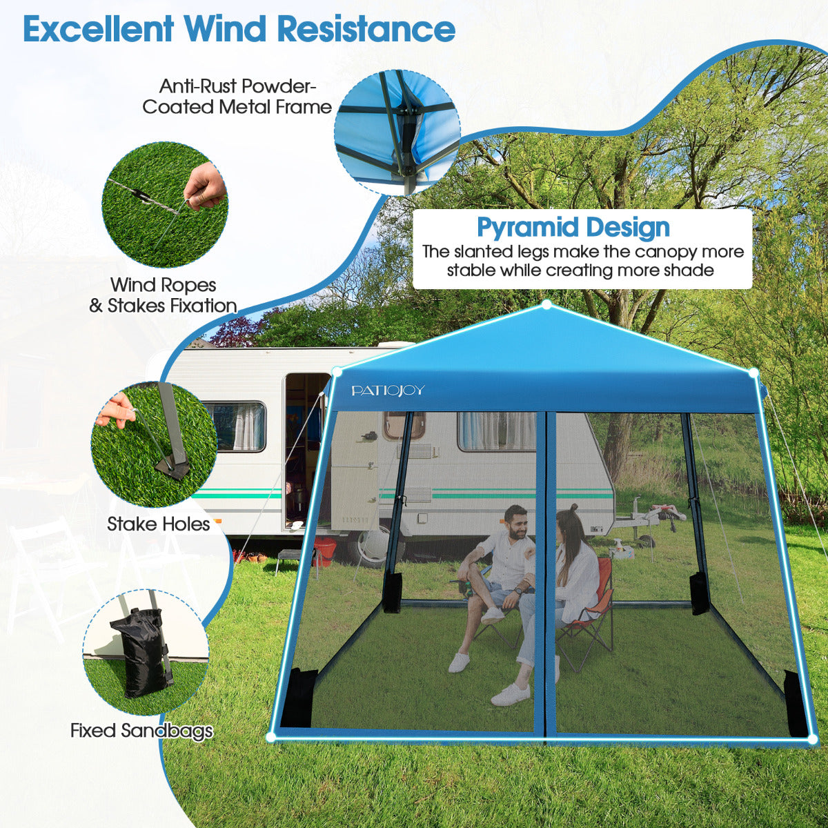 LIVSK Pop-up Paviljoen 3x3m - Verstelbare Hoogte - Mesh-zijwanden - Windbestendig - Waterdicht - 9 m² Schaduw - Grijs
