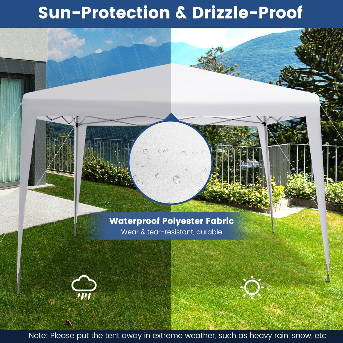 LIVSK Pop-up Paviljoen - Verstelbaar in Hoogte - Waterdicht - Eenvoudig Op te Zet - 9 m² Schaduw - Draagtas - 295 x 295 x 249-255
