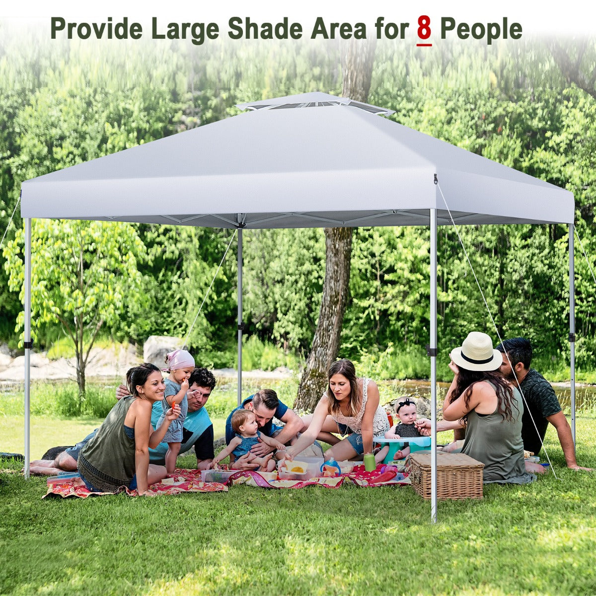 LIVSK Tuinpaviljoen - Pop-up Ontwerp met Geventileerd Dak - UV-Bescherming - Voor 5-8 Personen - Inclusief Draagtas - Zilverwit