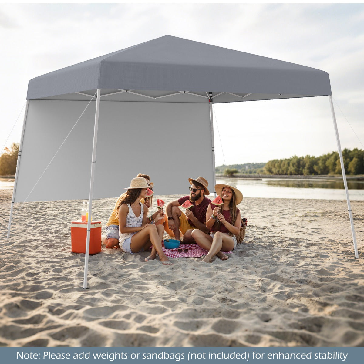 LIVSK Pop-up Paviljoen 300 x 300 x 262 cm - Waterdicht - Zonbescherming met Zijwand - Eenvoudige Montage - Grijs