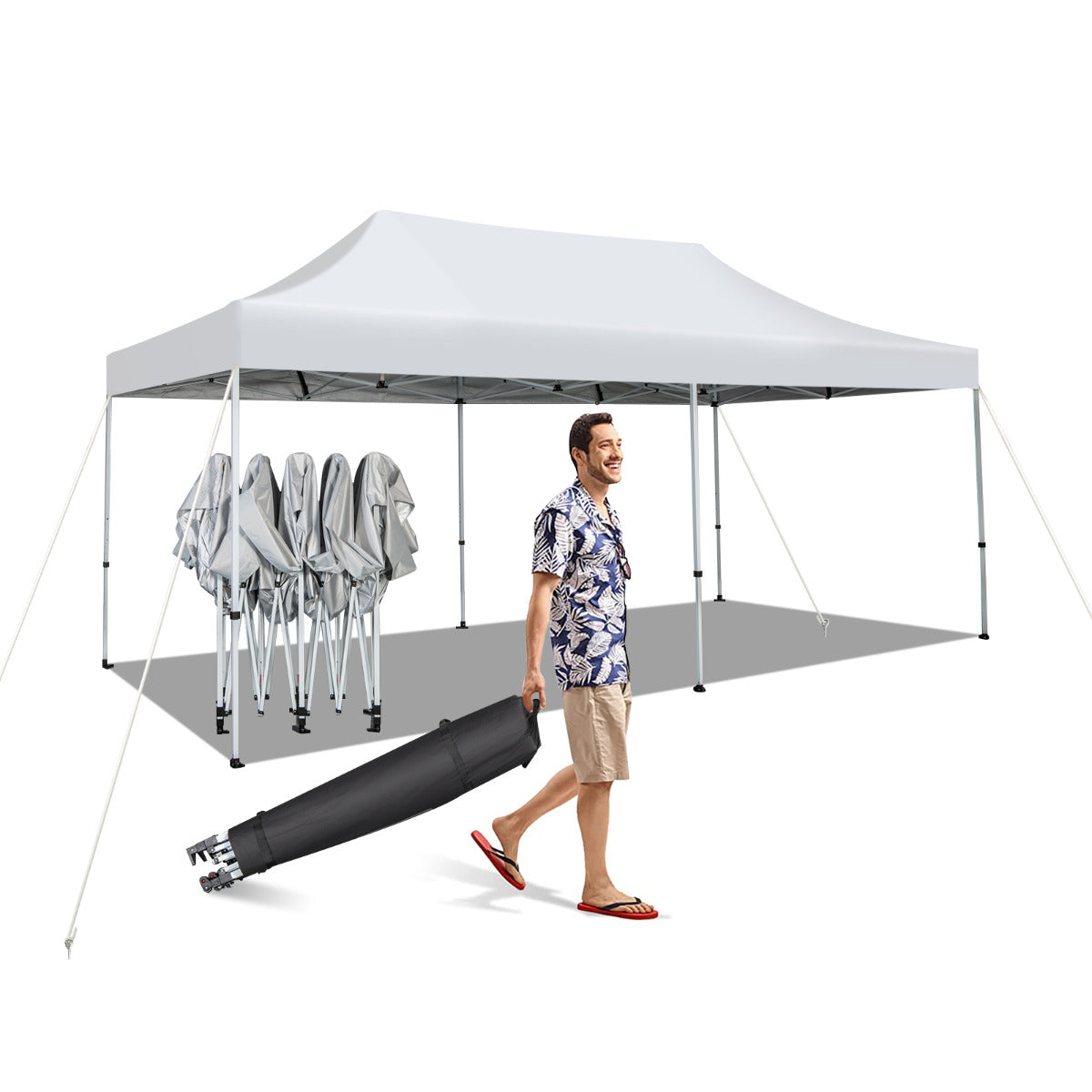 LIVSK Pop-up Paviljoen - Eenvoudige installatie - UV-bescherming 50+ - Voor 16-20 personen - Verstelbare hoogte - Wit