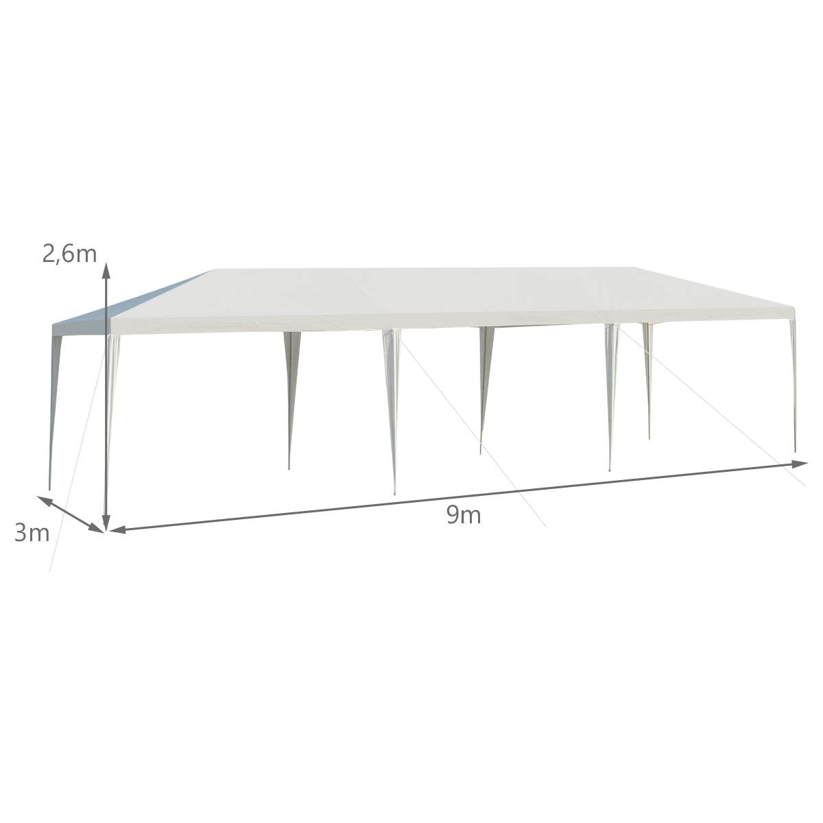 LIVSK Tuinpaviljoen 3 x 9 m - Waterdicht en Robuust - Eenvoudige Montage - Voor Feesten en Activiteiten - Wit