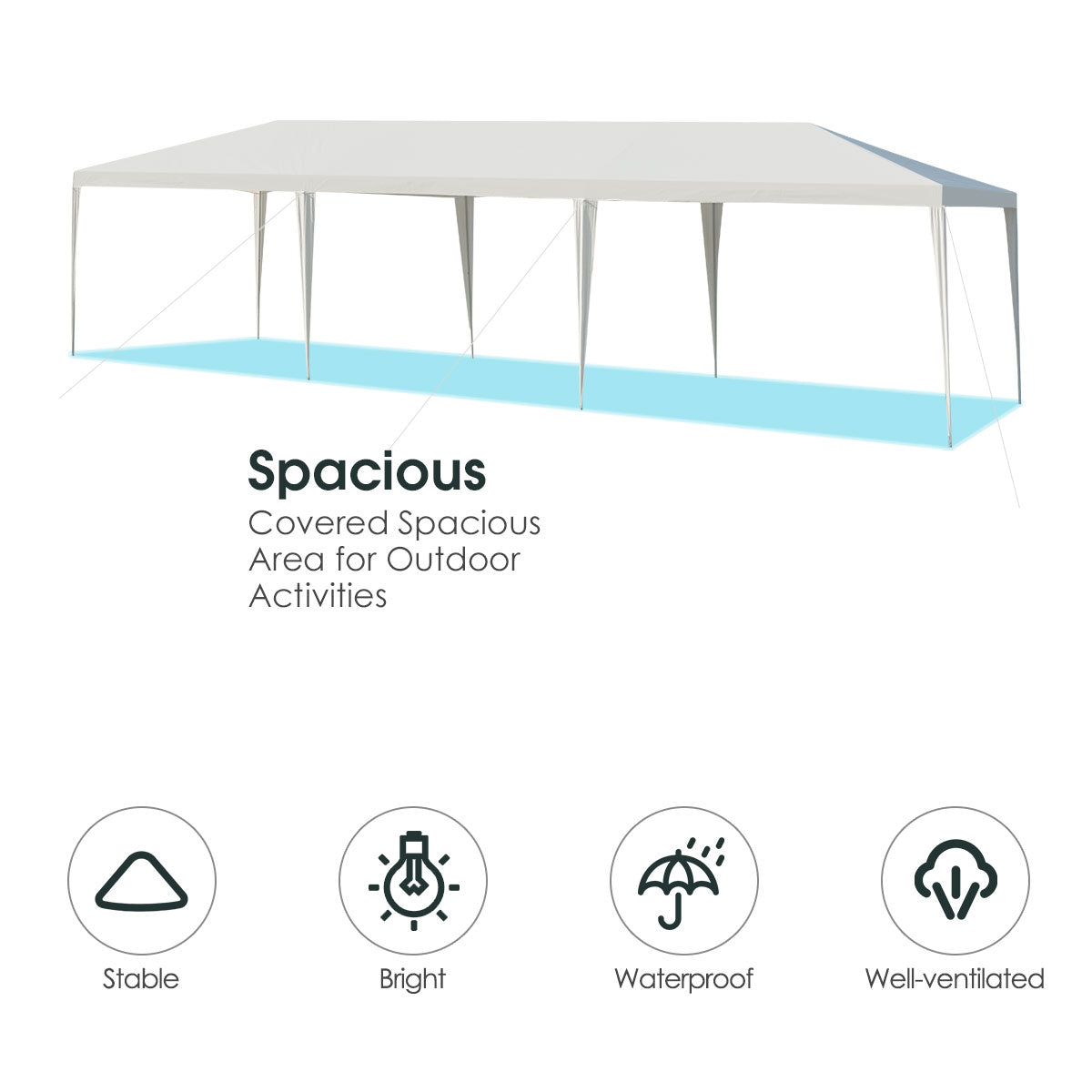 LIVSK Tuinpaviljoen 3 x 9 m - Waterdicht en Robuust - Eenvoudige Montage - Voor Feesten en Activiteiten - Wit