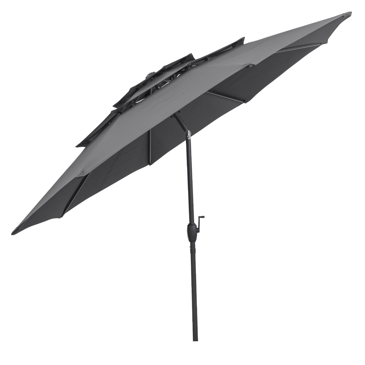 Livsk costway 300 cm grote 3 laagse parasol tafelparasol met kantelmechanisme handslinger 8 stevige ribben zonnescherm voor tuin grijs 1