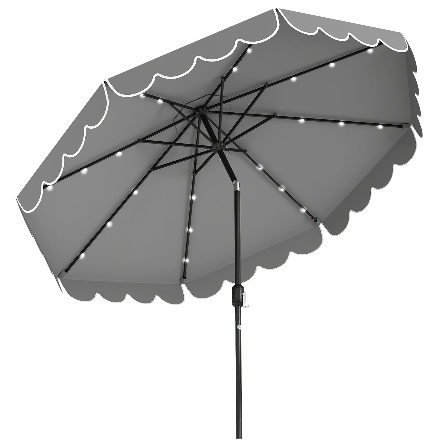 LIVSK Zonneparasol met LED Verlichting - Kantelbaar - Slingerbediening - 300 x 253 cm - Polyester Kap - Grijs