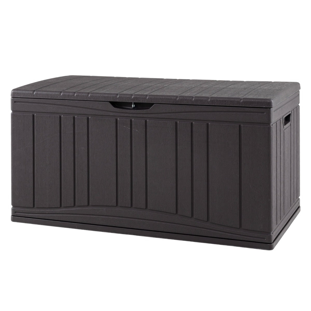 Livsk costway 300 l tuinbox grote hdpe opbergbox met gasveren en afsluitbaar deksel waterbestendige outdoorbox van kunststof bruin 1 1