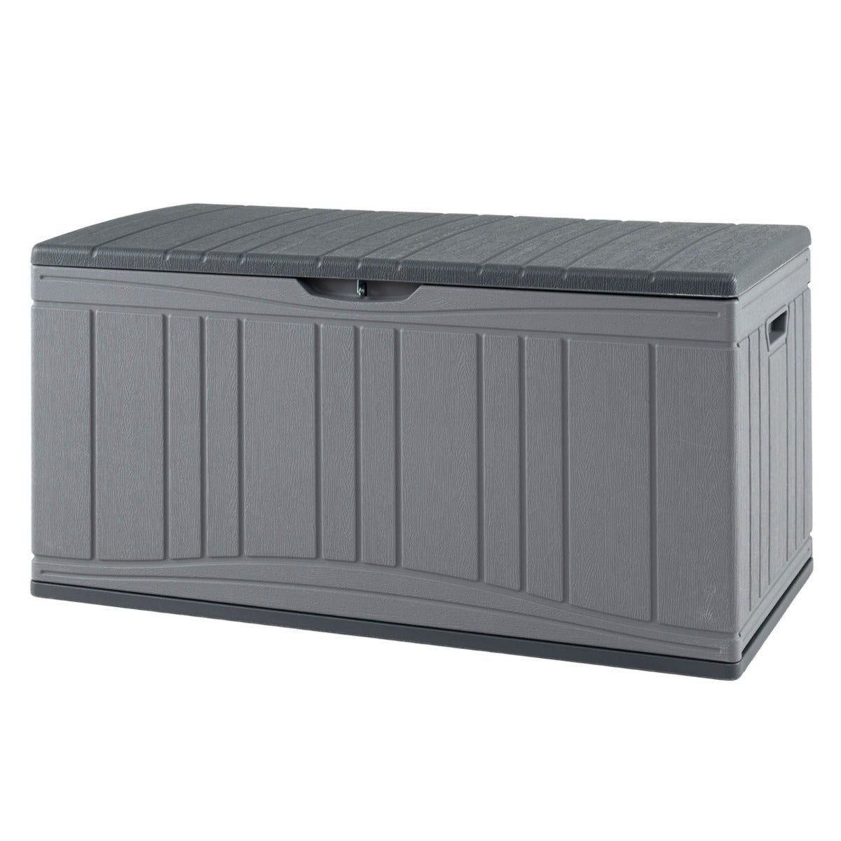 Livsk costway 300 l tuinbox grote hdpe opbergbox met gasveren en afsluitbaar deksel waterbestendige outdoorbox van kunststof grijs 1 1