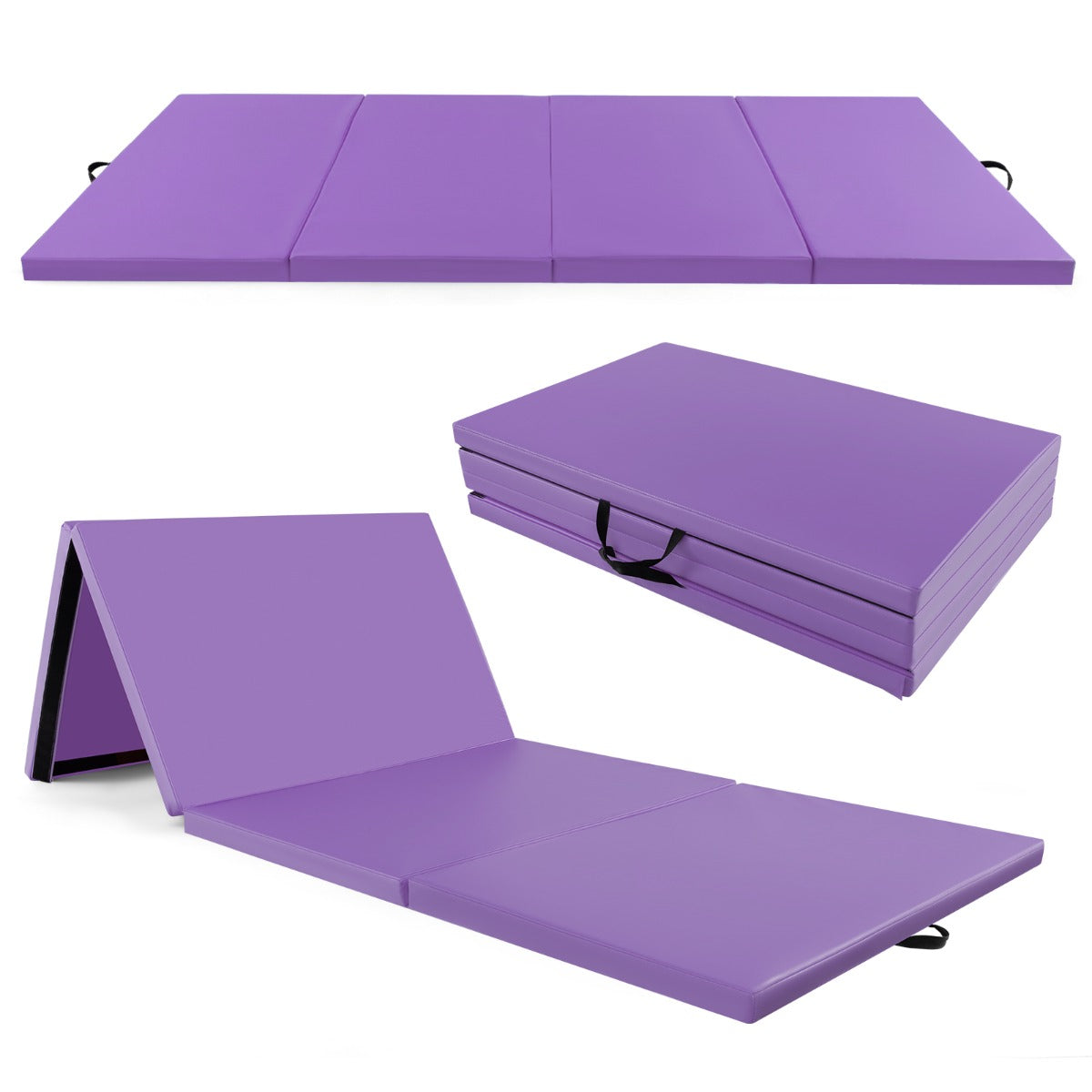 Livsk costway 300 x 117 x 5 cm kunstleer gevoerd met handvatten en klimgespen paars