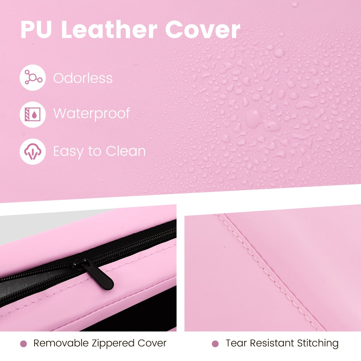LIVSK Opvouwbare Gymnastiekmat - 5 cm EPE-schuim - Klittenbandsluiting - Handgrepen - 300 x 117 cm - Lichtroze