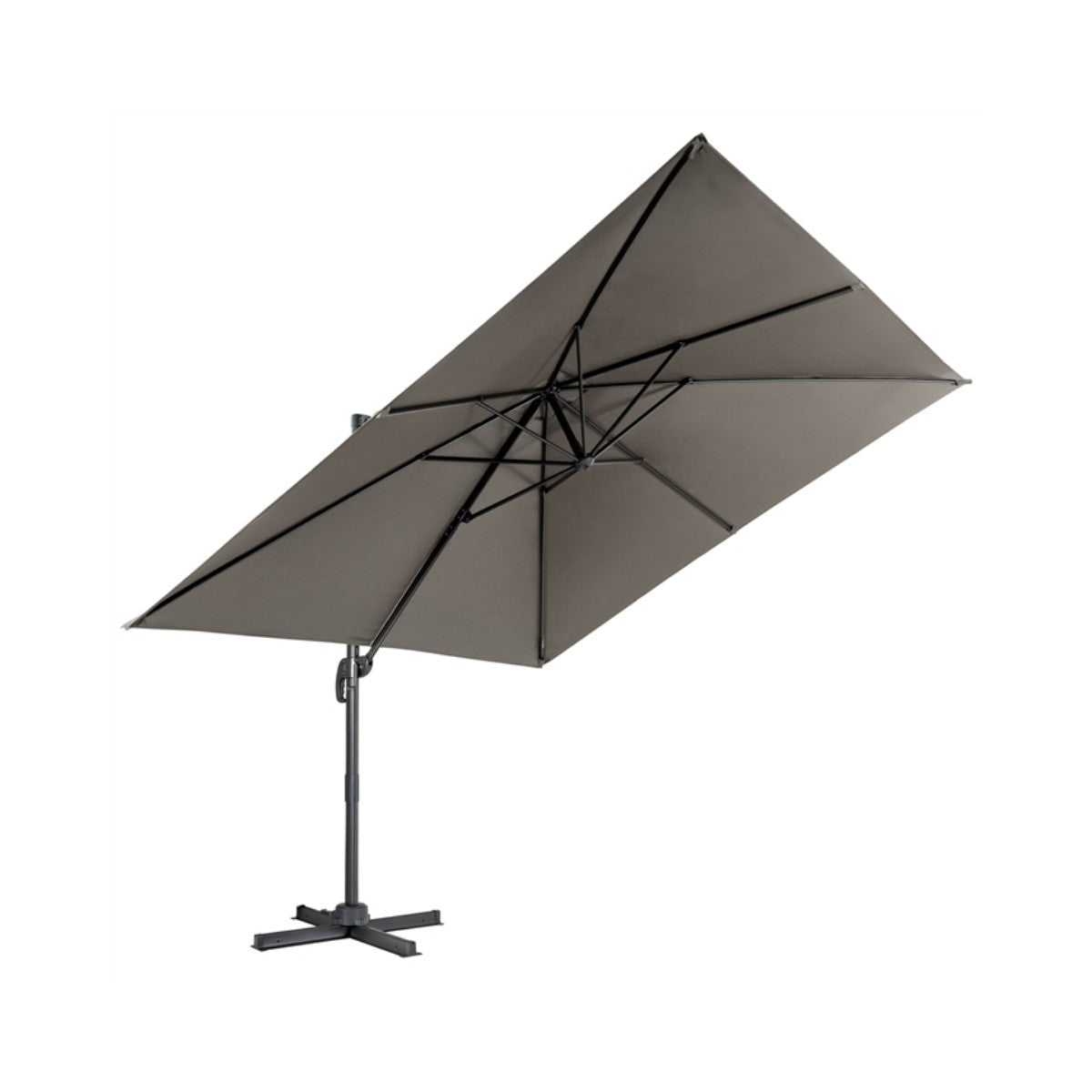 Livsk costway 300 x 300 cm parasol zweefparasol met zwengel tuinparasol kantelbaar 360 draaibaar grote terrasparasol marktparasol grijs