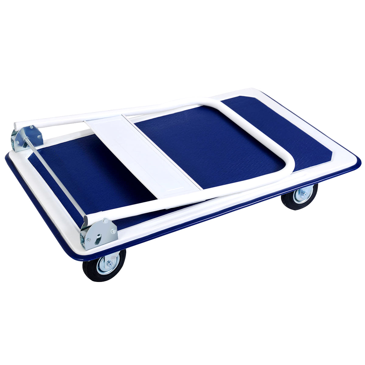 LIVSK Opvouwbare Platformwagen - Draagvermogen 300 kg - 2 Zwenkwielen - Stabiel en Compact - 90 x 61 x 88 cm - Blauw en Zwart