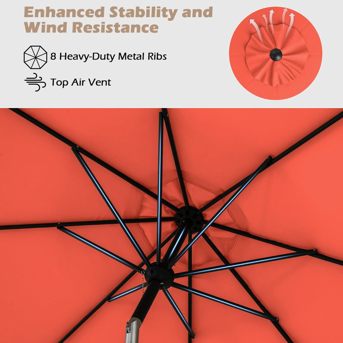 LIVSK Terrasparasol - Kantelbaar - Waterafstotend - Scheurbestendig - 303 x 253 cm - Oranje