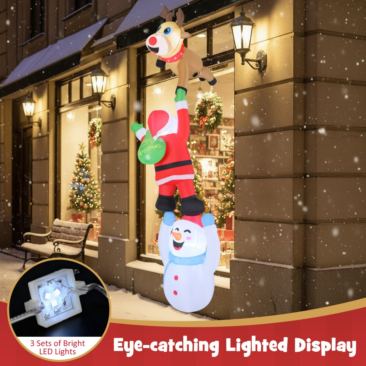 Livsk costway 308 cm opblaasbare kerstversiering gigantische verlichte klimmende kerstman 5