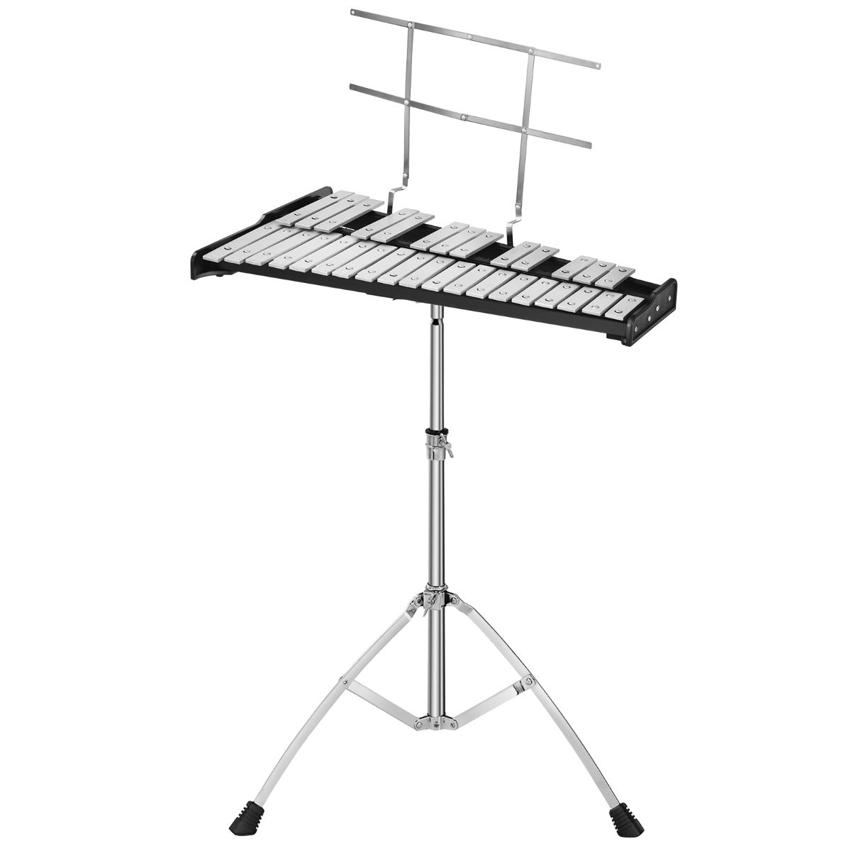 Livsk costway 32 noten xylofoon opvouwbaar slaginstrument met verstelbare standaard muziekstandaard 20 cm oefenschijf belhamers houten mallets 3