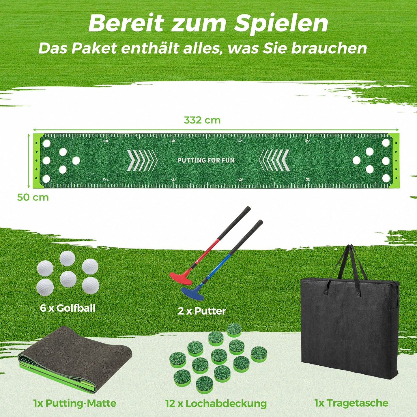 LIVSK Golf Pong Spelset - Inclusief 2 Verstelbare Putters, 6 Golfballen - Opvouwbaar & Draagbaar - Geschikt voor Alle Leeftijden