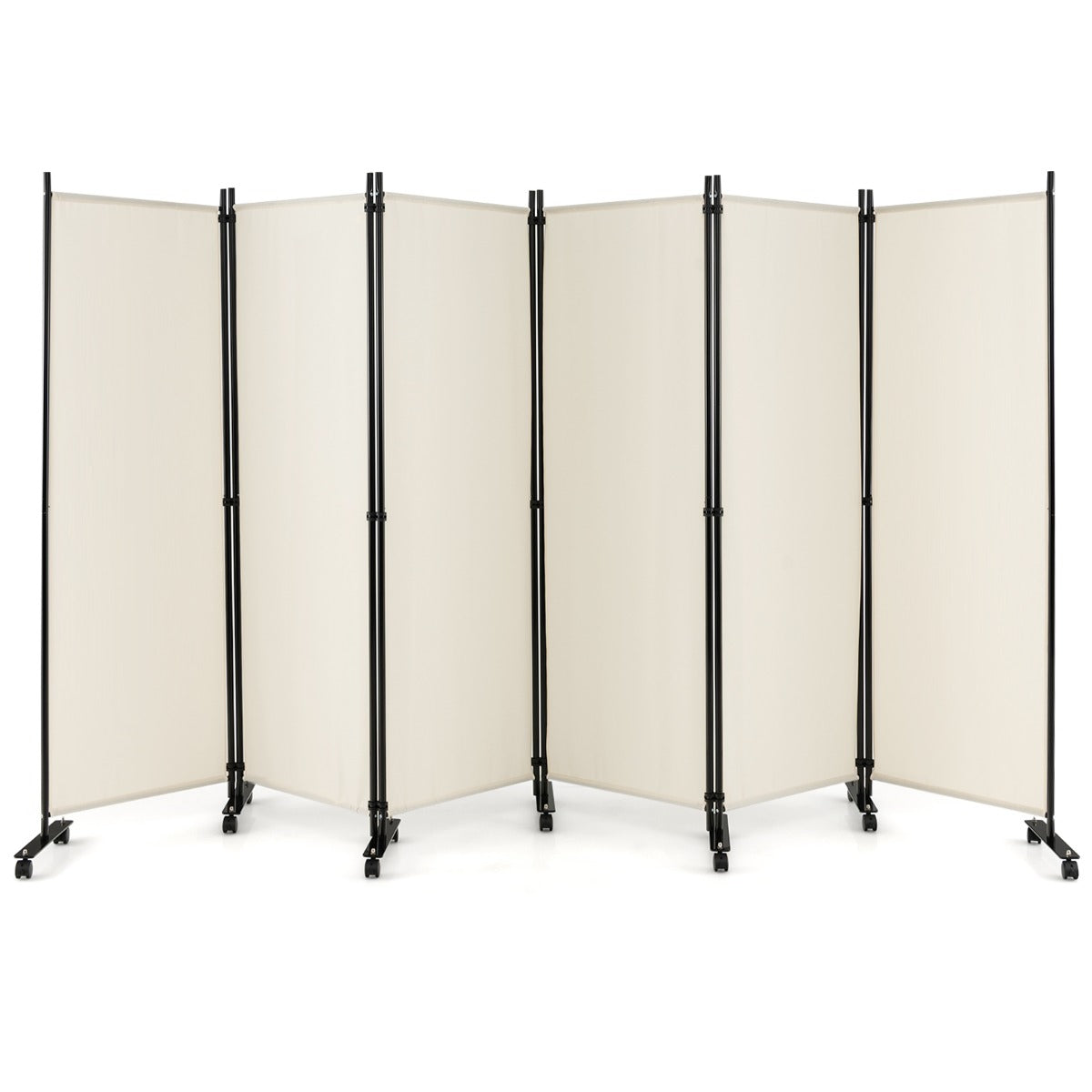 LIVSK Scheidingswand op Wieltjes - 6 Panelen - Flexibel en Inklapbaar - Hoogwaardig Polyester en Metaal - 334,5 x 30 x 172 cm -