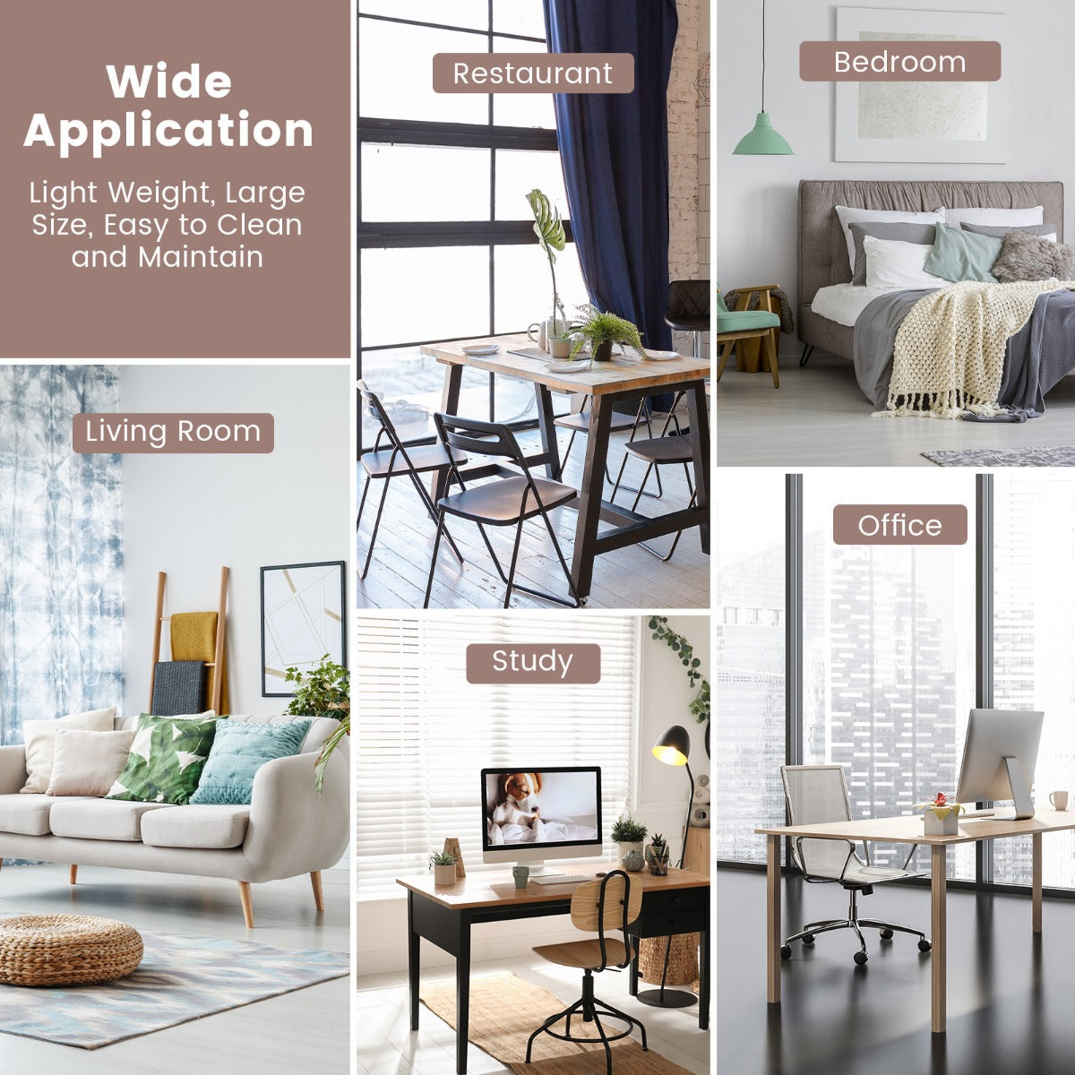 LIVSK Kamerscherm met 6 Panelen - Opvouwbaar - Inkijkbescherming - Vergrendelbare Wielen - 334,5 x 30 x 172 cm - Koffie