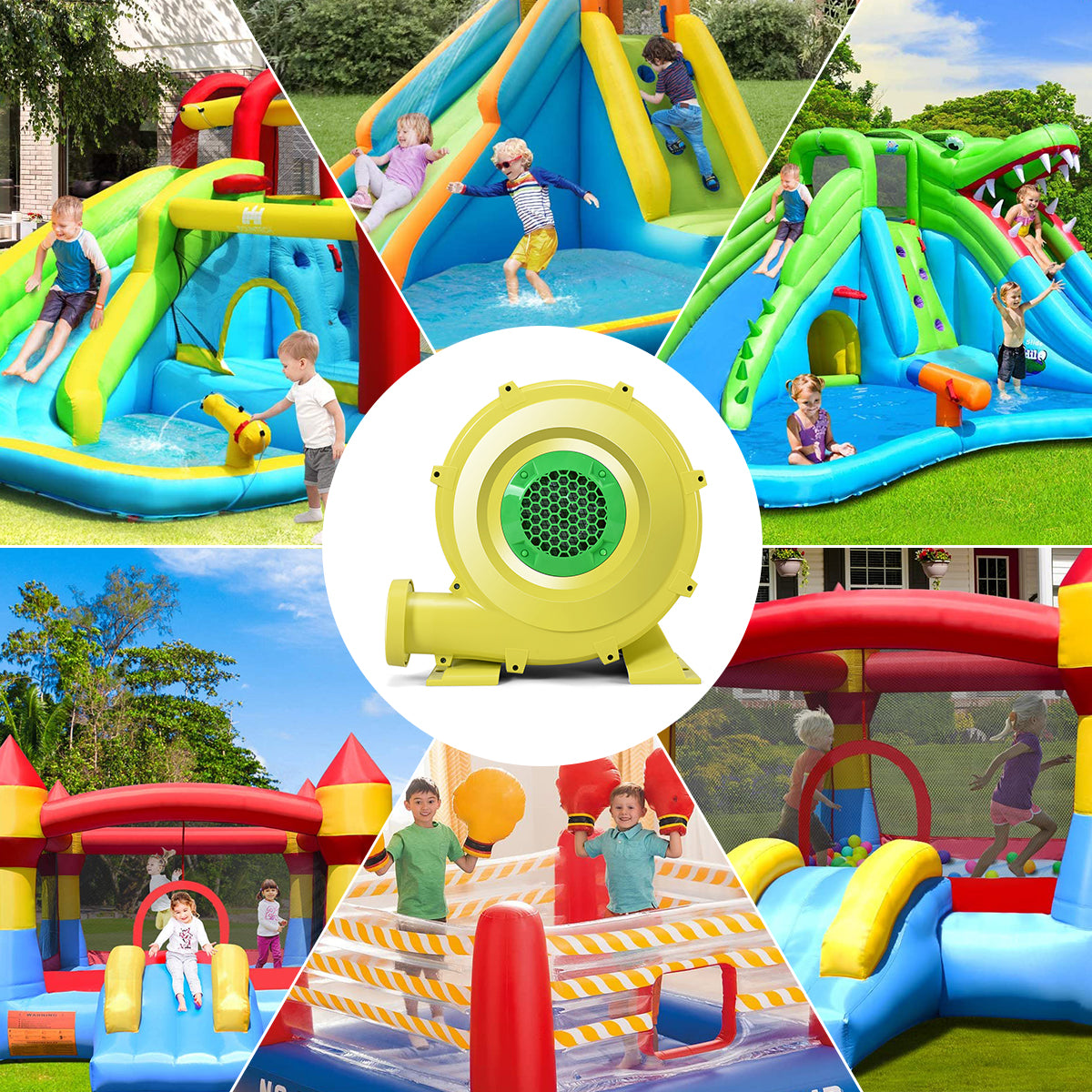 LIVSK Opblaasbare Luchtblazer - Stabiele Onderkant - Grote Luchtuitlaat - Lichtgewicht en Duurzaam - Laag Geluidsniveau - Geel