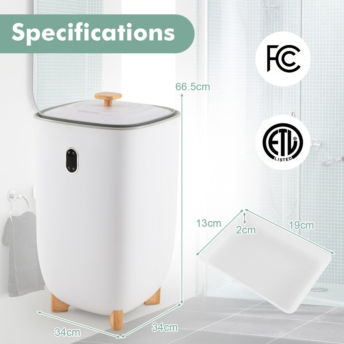 Livsk costway 35l grote handdoekwarmer met timer elektrische handdoekdroger plafondwarmer wit 1 1