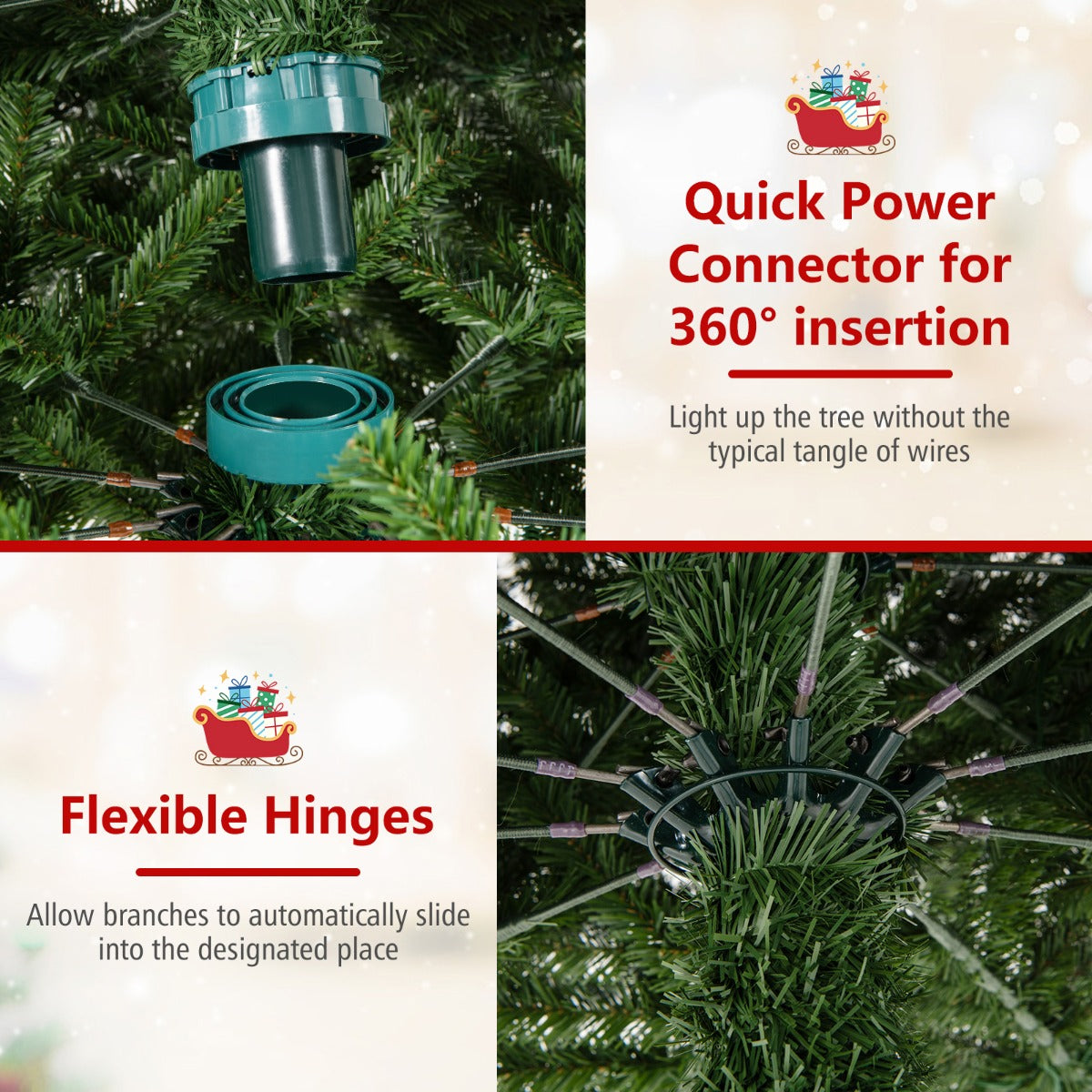 Livsk costway 360 cm verlichte kunstkerstboom met 2536 pvc takpunten groen 3