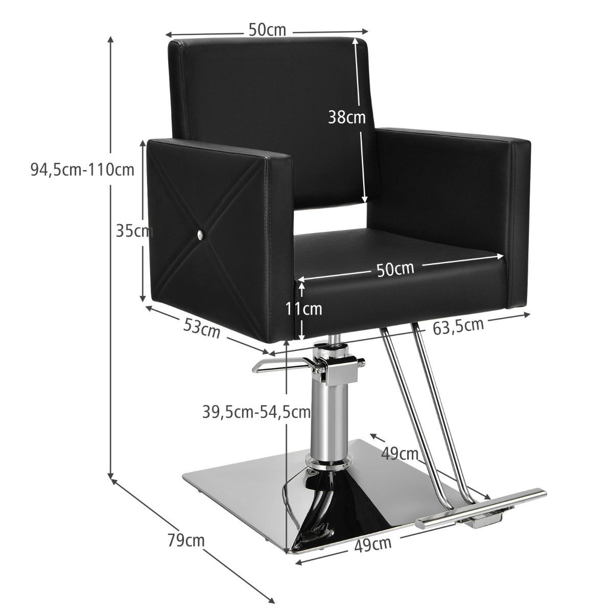 LIVSK Verstelbare Kappersstoel - 360° Draaibaar - Huidvriendelijk PVC-leer - Ergonomisch Ontwerp - Tot 150 kg - Zwart