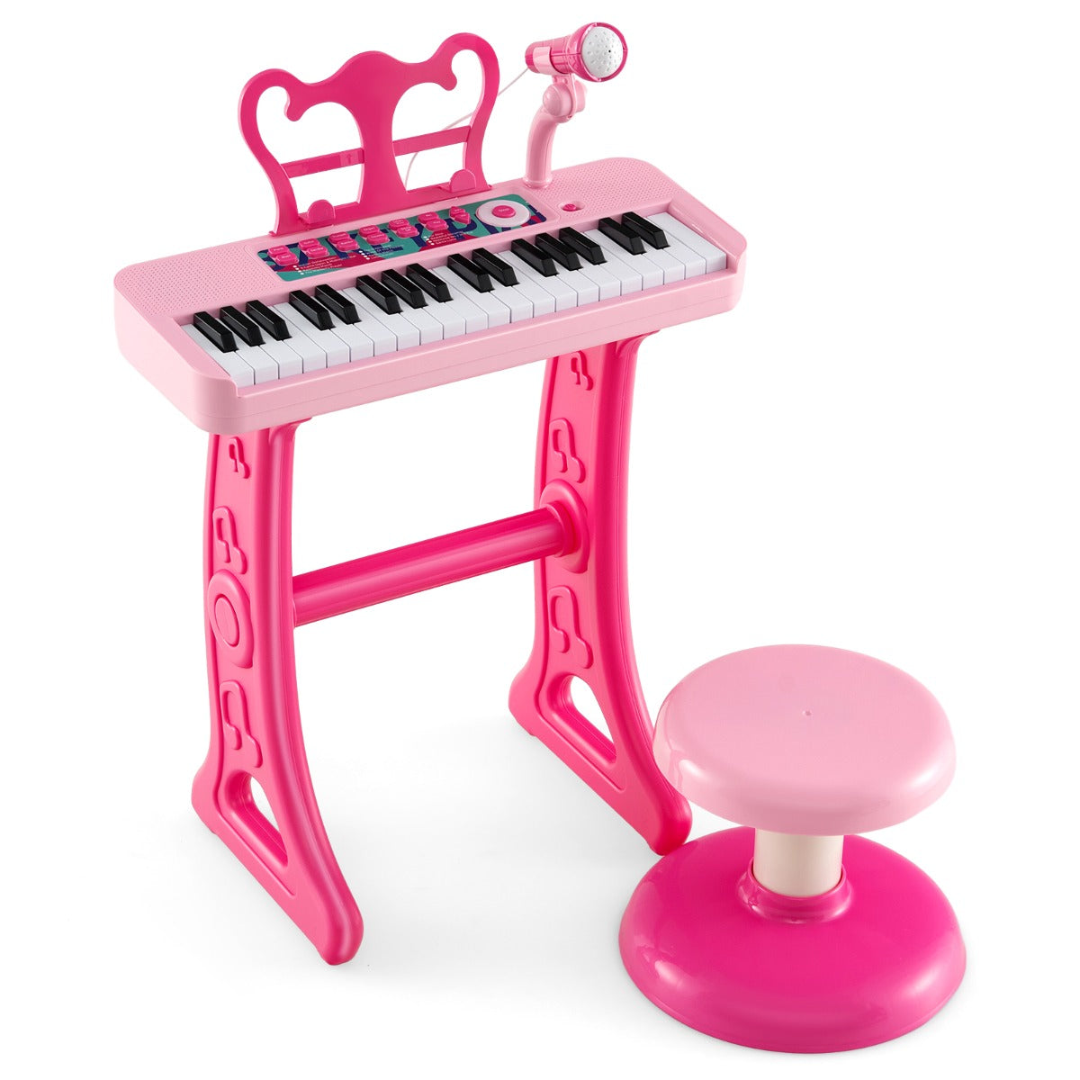 LIVSK 37-toetsen Kinderpiano - Verstelbare Microfoon - 22 Demo's - 4 Instrumenten - 2-in-1 Ontwerp - Blauw/Zwart/Roze