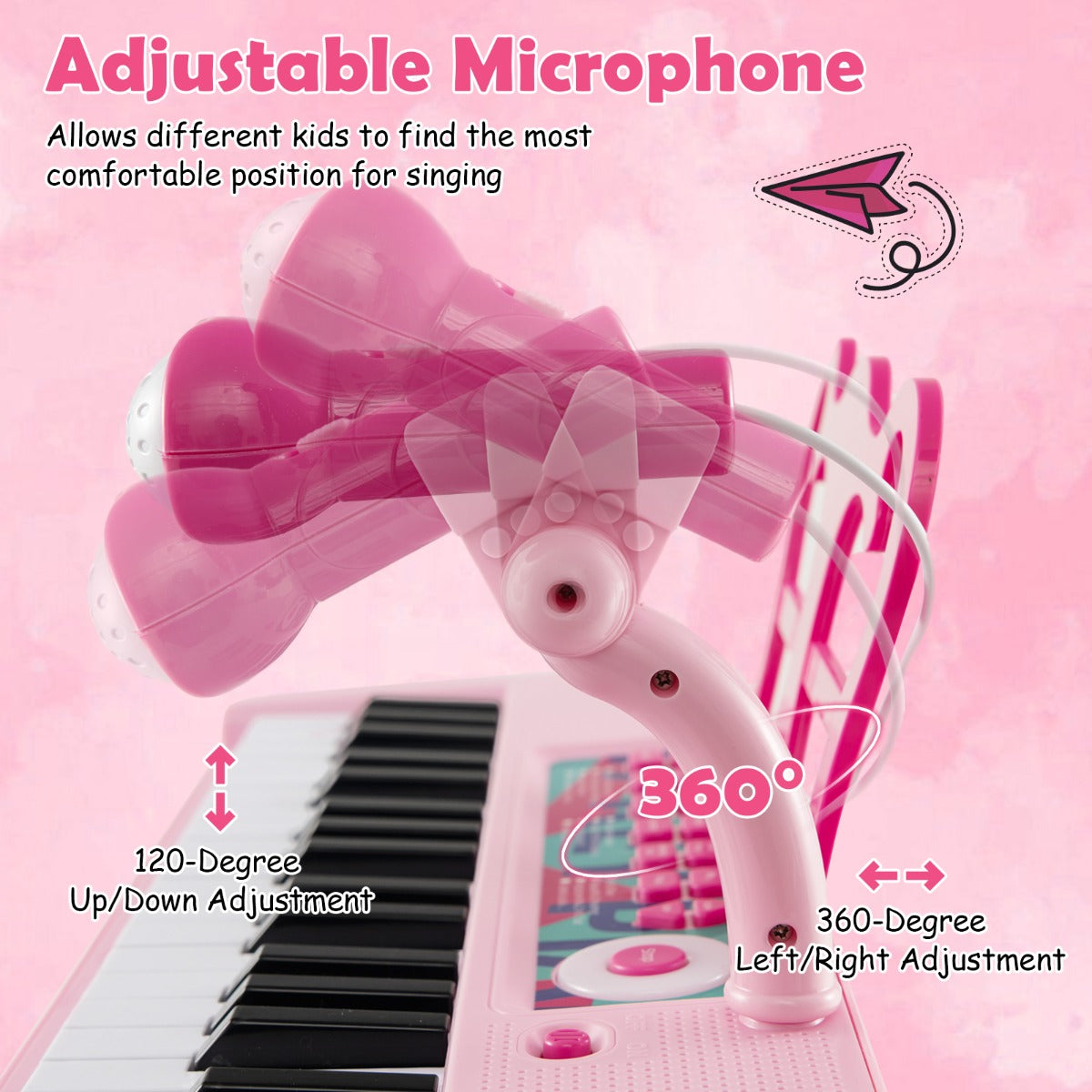 LIVSK 37-toetsen Kinderpiano - Verstelbare Microfoon - 22 Demo's - 4 Instrumenten - 2-in-1 Ontwerp - Blauw/Zwart/Roze