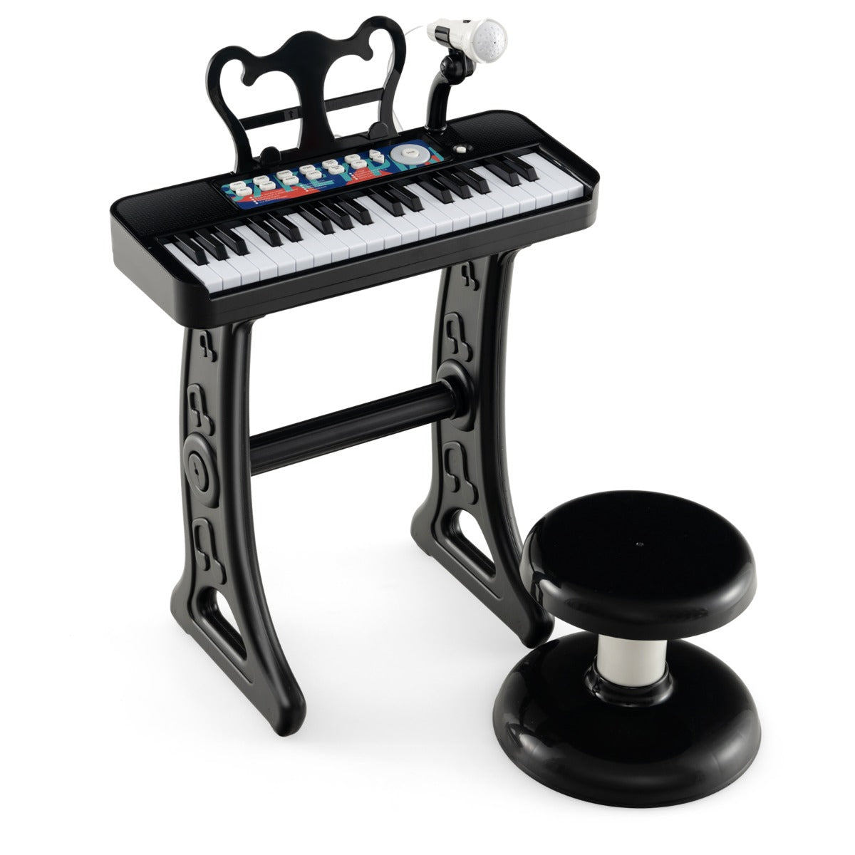 LIVSK 37-toetsen pianoklavierset - Verstelbare microfoon - 22 demo's - 4 instrumenten - 2-in-1 ontwerp - Blauw/Zwart/Roze