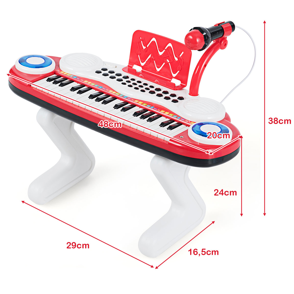 LIVSK Speelgoedpiano met 37 Toetsen - 8 Ritmes en 8 Instrumentgeluiden - Inclusief Microfoon en Opnamefunctie - 48 x 20 x 38 cm -